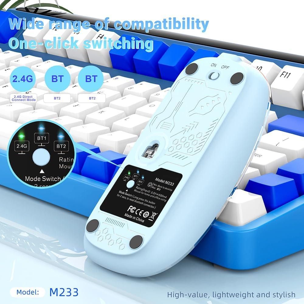 Rechargeable Transparent Wireless Mouse | Silent Click, USB Charging, Sleek Design