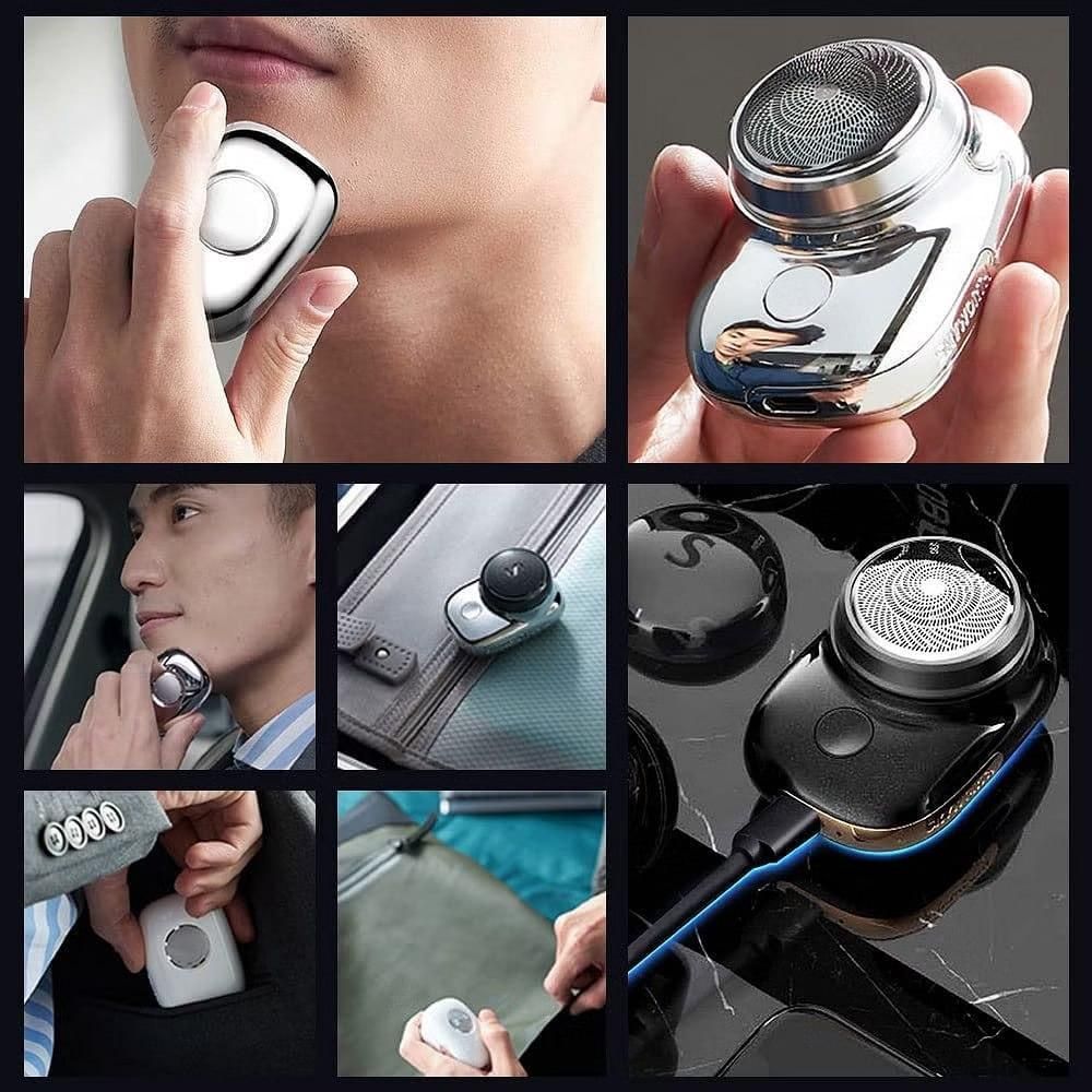 Mini Electric Shaver for Men – Portable USB Rechargeable Beard Trimmer with Dual Ring Blades