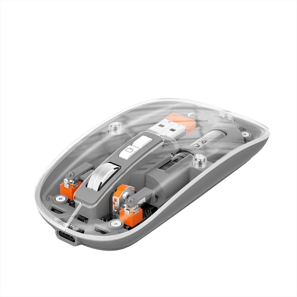 Rechargeable Transparent Wireless Mouse | Silent Click, USB Charging, Sleek Design