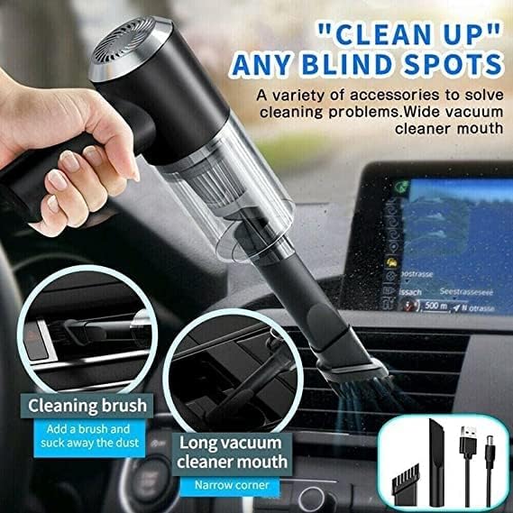 Handheld Wireless Rechargeable Vacuum Cleaner – 2-in-1 Cyclonic Suction & Air Duster with LED Light